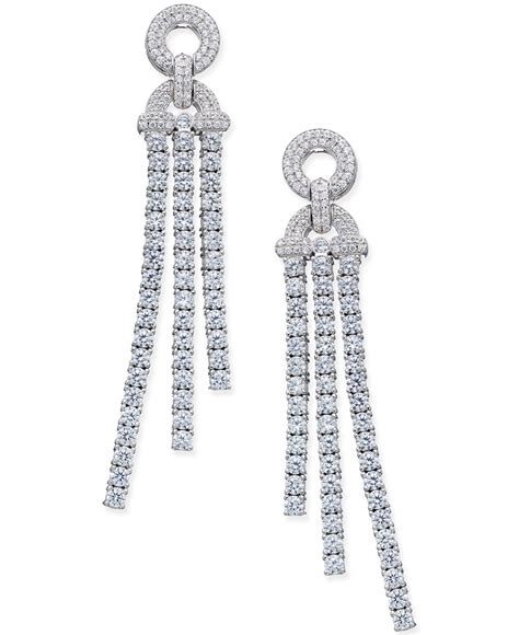 white gold chain drop earrings